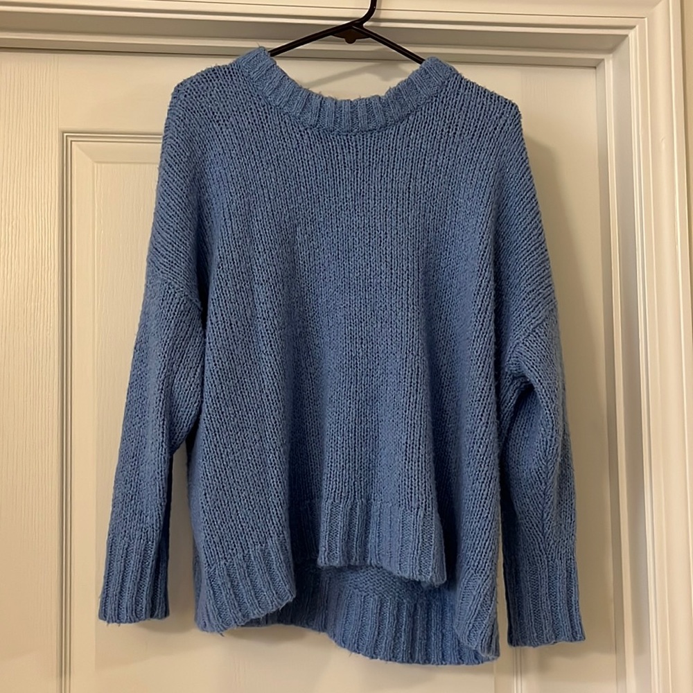 Aerie Oversized Drop-Shoulder Crew-Neck Sweater, Women’s Size S, Light Blue
